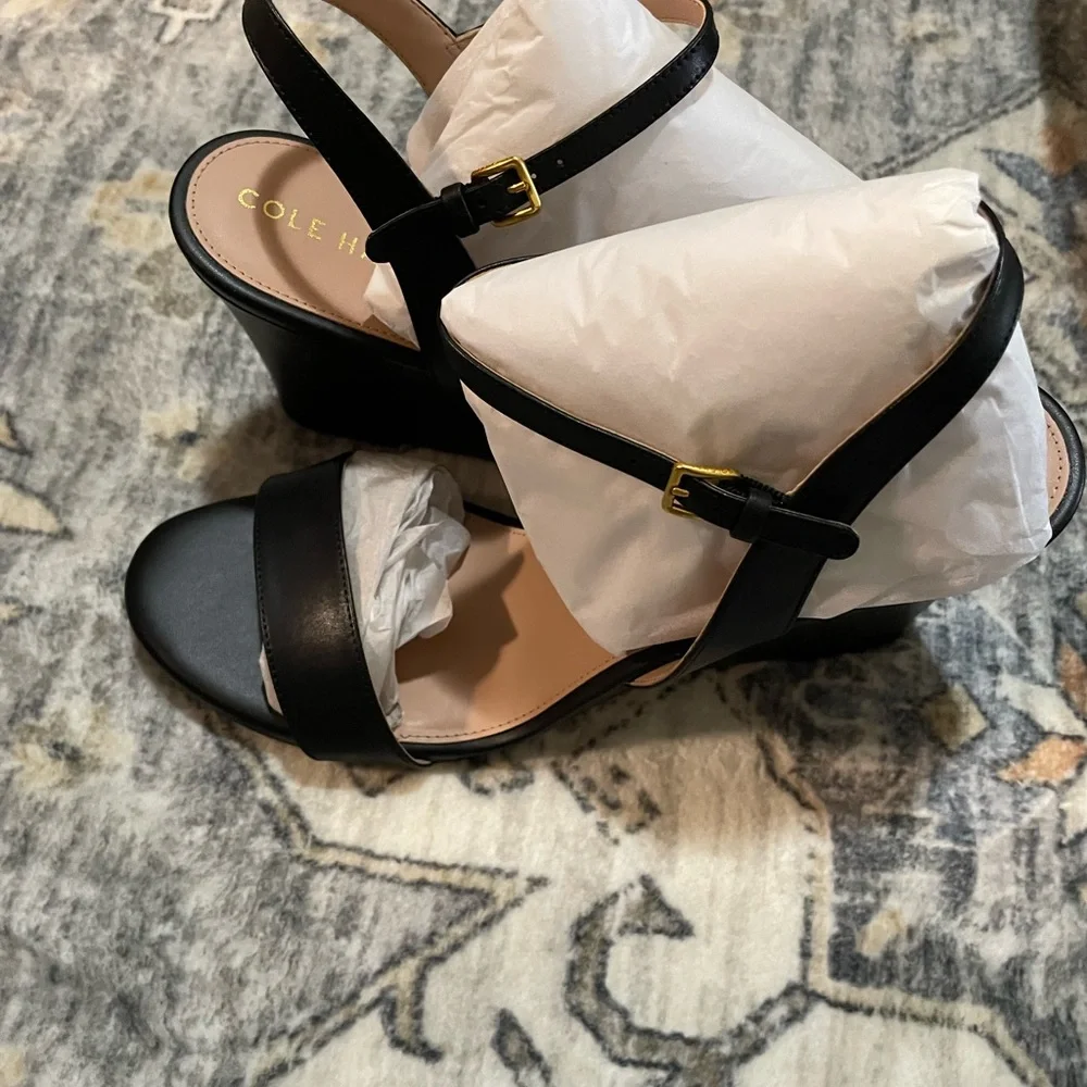 NIB Cole Haan Josie Wedge Sandal in Black - Picture 8 of 10